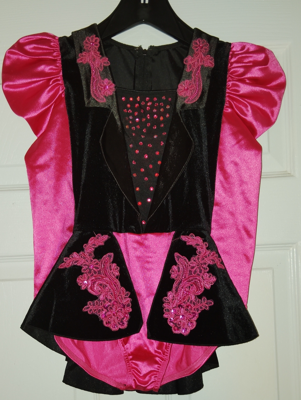 Girls Black and Hot Pink Velvet Princess Costume Dress